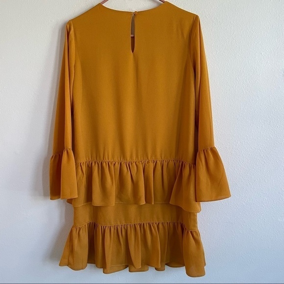 CHELSEA28 MUSTARD FLOUNCE TIERED RUFFLE DRESS - Picture 6 of 6